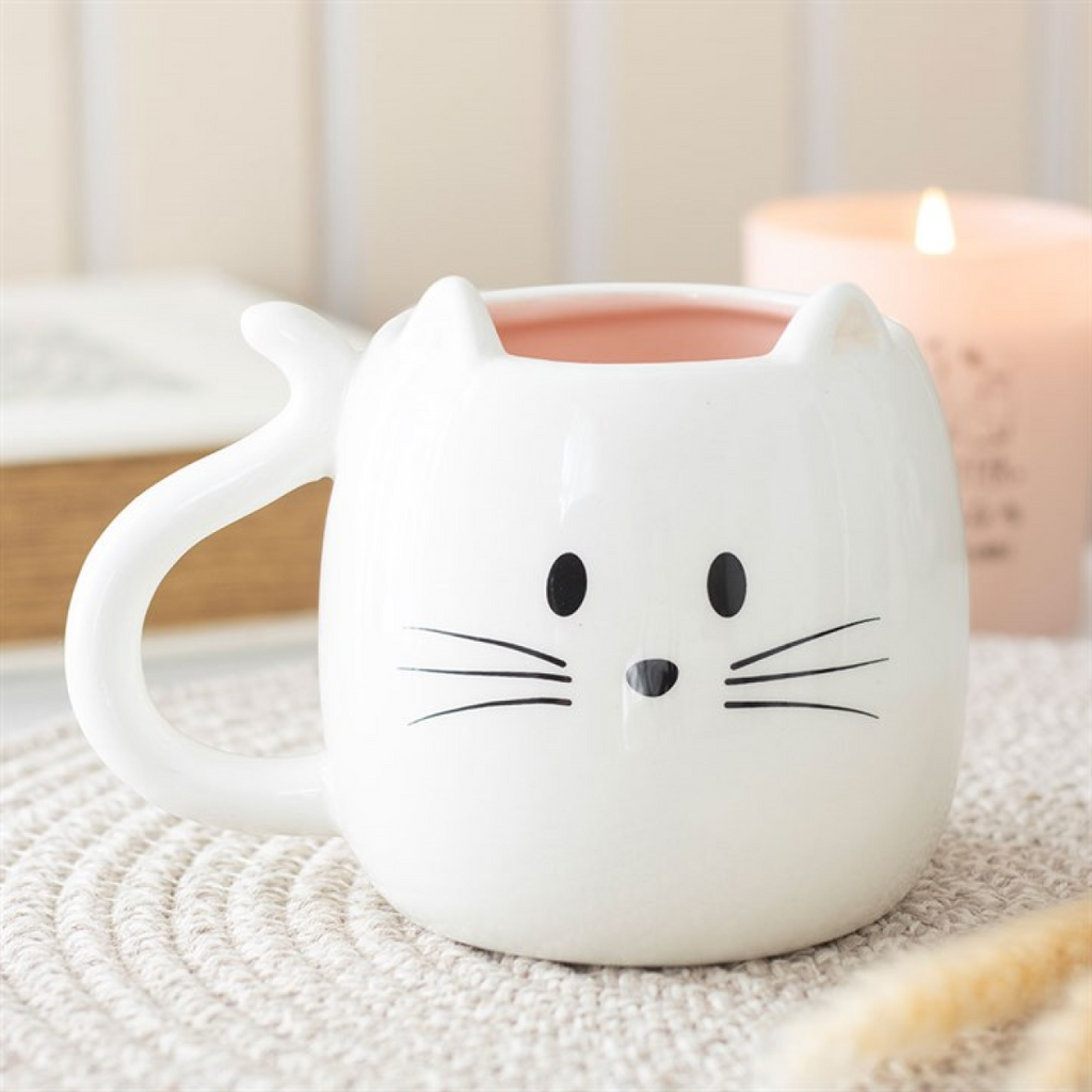 Collectable White Cat Shaped Mug