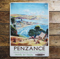 Penzance Travel By Train British Railways, Metal Advertising Wall Sign Four Sizes