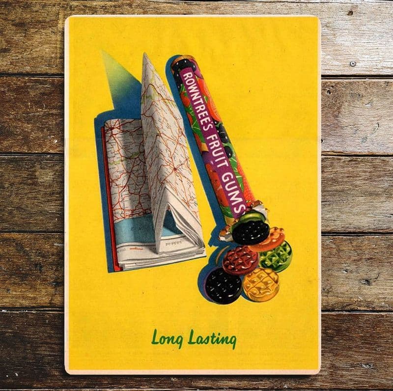 Rowntree's Fruit Gums Long Lasting, Metal Advertising Wall Sign Four Sizes