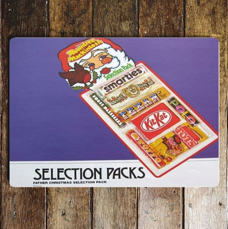 Rowntree's Selections Packs Father Christmas, Metal Advertising Wall Sign Four Sizes