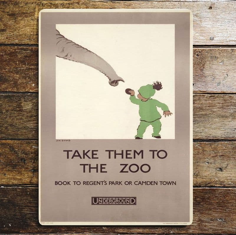 Take Them To the Zoo Underground, Metal Advertising Wall Sign Four Sizes