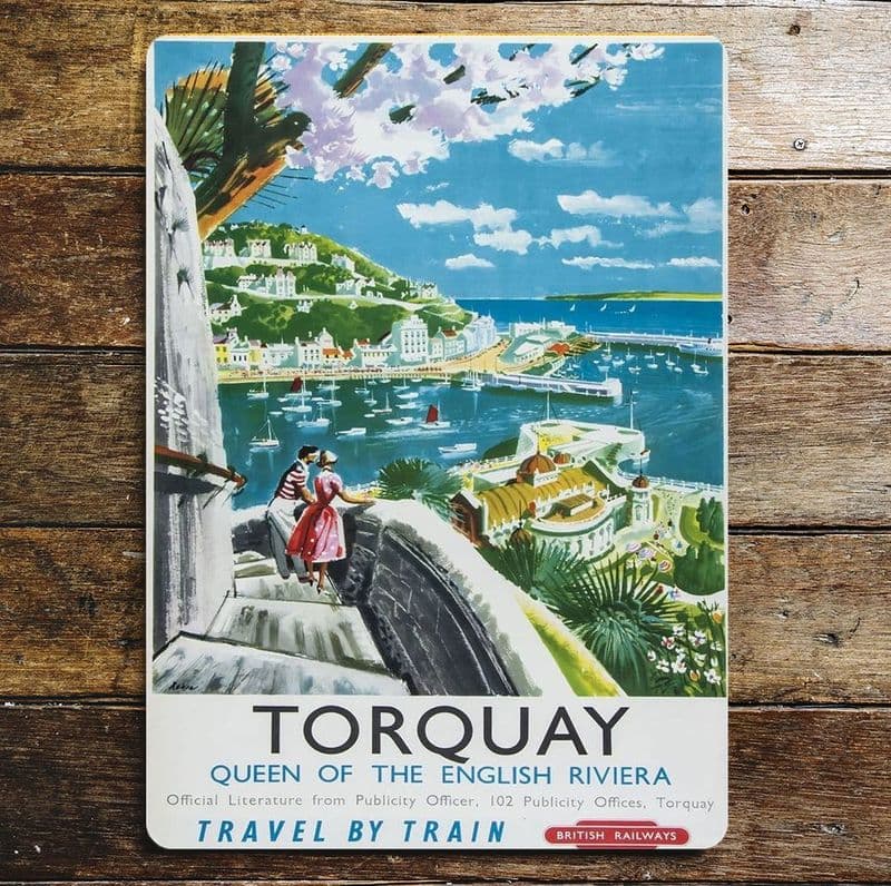 The International Resort Torquay British Railways, Metal Advertising Wall Sign Four Sizes