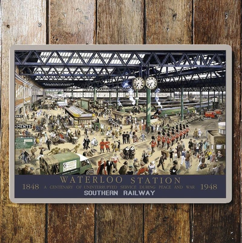 Waterloo Station Underground rail- Metal Advertising Wall Sign Four Sizes